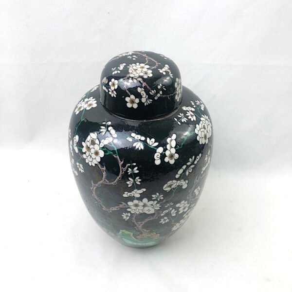 Chinese Famille Noire Lidded Jar, 25cm - Image 4