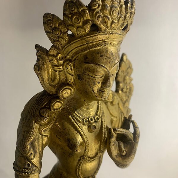 Gilt Bronze of Green Tara, Nepal, 17th Century, 21.5cm
尼泊尔铜鎏金佛像 - Image 3