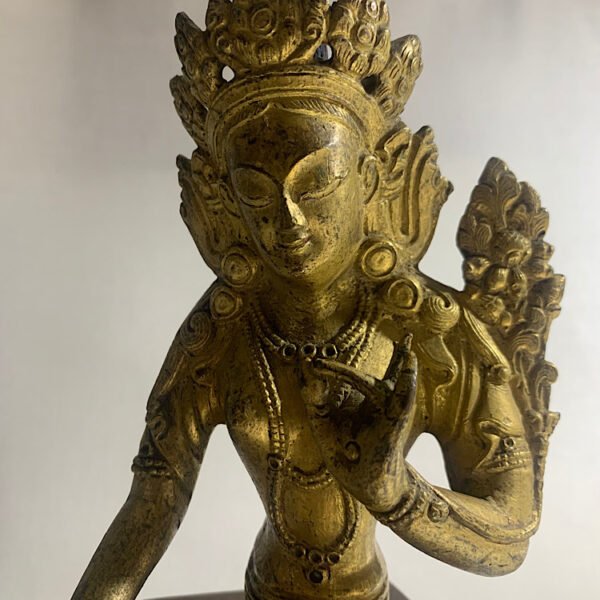 Gilt Bronze of Green Tara, Nepal, 17th Century, 21.5cm
尼泊尔铜鎏金佛像 - Image 4