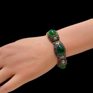 Chinese antique silvergilt filigree bracelet decorated with enamel