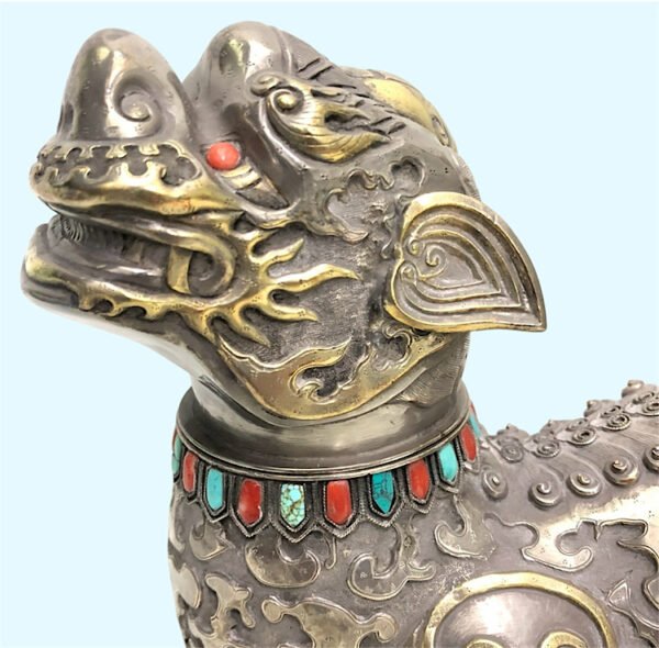 Tibetan silver fo dog