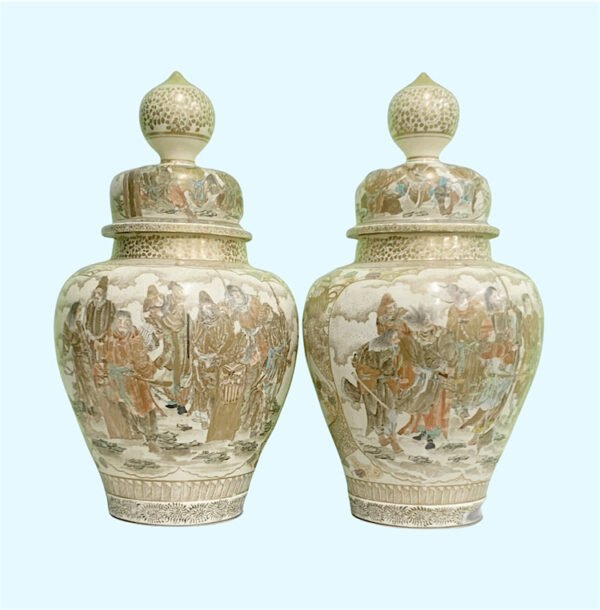 Satsuma lidded vases