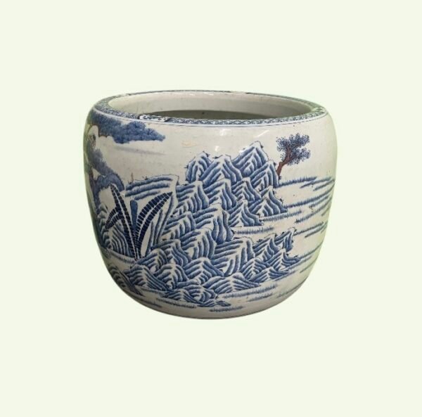 Japanese Blue and White with Under Glaze Red Hibachi, Meiji Period - Image 3