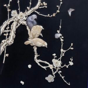  A Japanese bone, ivory and mother-of-pearl Shibayama lacquer panels, Meiji period. 45cm x 28cm 