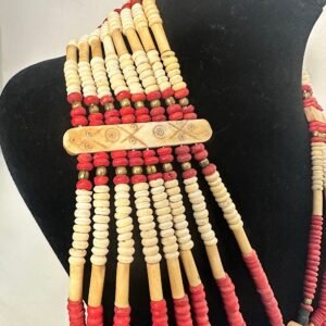 Z283: Vintage Nagar Tribal Multi-strand Bib Necklace土著骨制项圈