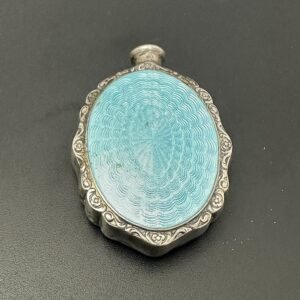 Z336: Antique Blue Guilloche Enamel On Silver Scent Bottle 珐琅银香瓶