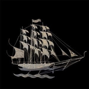 Z359 Asian silver filigree sailing ship