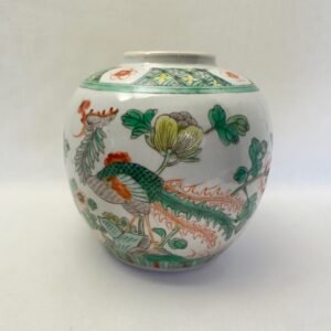 Z363 Chinese Famille Vert Jar 凤穿牡丹五彩罐