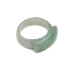 Z365 Vintage Jadeite saddle ring, US size 8 1/4, dia:18.5mm